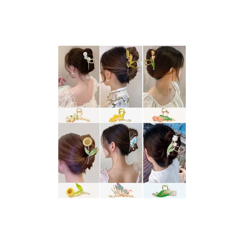 Pinzas Para Cabello Metal Moda Garra Fuerte Para Mujer 6pzs