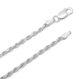 The Bling Factory 2mm-7mm Solid .925 Sterling Silver Diamond-Cut Twisted Rope Chain Necklace 16-30" Made In Italy (2.2mm (width), 20 inches)