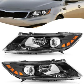 TUSDAR Headlight Assembly Fit for 2011 2012 2013 Kia Optima Headlamp Halogen Set Passenger and Driver side