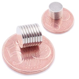 Brudazon 10 Mini Disc Magnets 9 x 1 mm N52 Strongest Level Neodymium Magnets Ultra Strong Power Magnet for Model Making, Photo, Whiteboard, Notice Board, Fridge, Crafts, Magnetic Disc Extra Strong