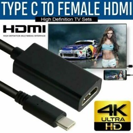 Unbranded USB-C Type C to HDMI Adapter USB 3.1 Cable For MHL Android Phone Tablet Black A2