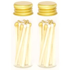 River Birch Wedding Blend Tip Decorative Matches | 40+ Small Premium Wooden Safety Matches | 2 Bottles of 20+ Matches Each with Gold Lid and Striker on Bottom | Home Decor