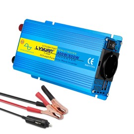 LVYUAN 400W/800W Pure Sine Wave Inverter DC 12V to 230V AC Voltage Converter with 1 EU AC Socket 2 USB Ports