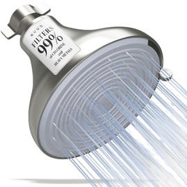 NUUD Filtered Shower Head - Removes Chlorine, Heavy Metals & Contaminants for Healthier Scalp Skin & Hair | Protects Colored Hair & Soothes Dry Skin - High Pressure Shower Head Filter - Brushed Nickel