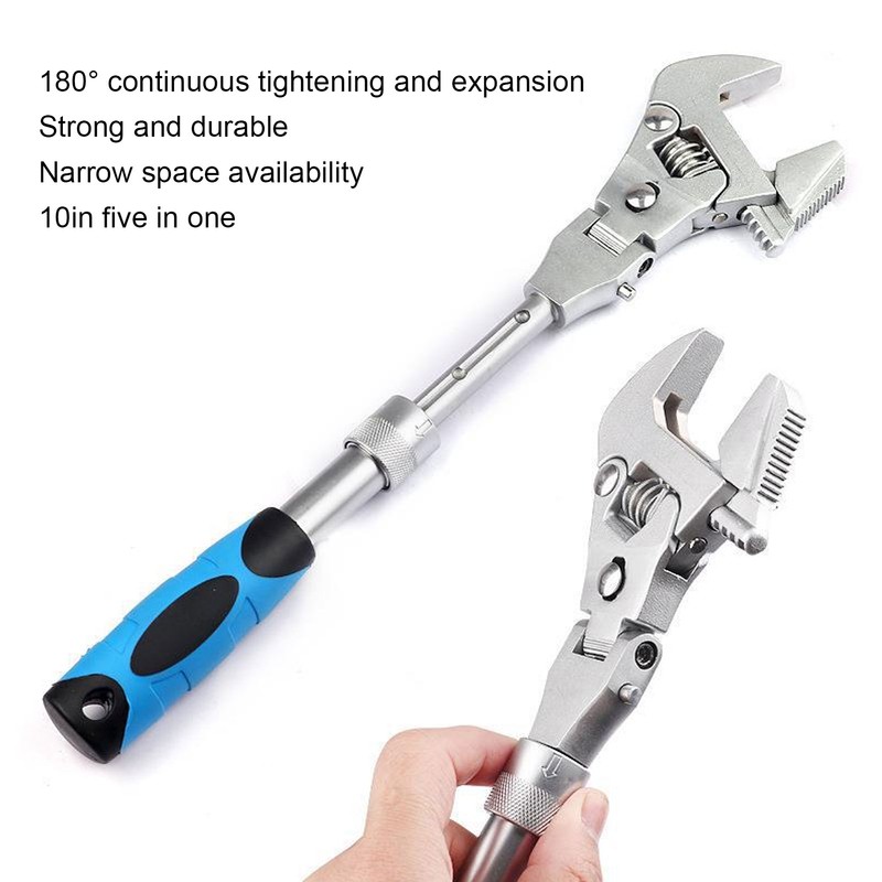 Flexhead Adjustable Wrench 10 to 12in Ratcheting Spanner with Retractable
