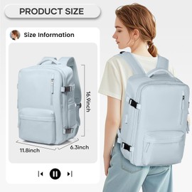 Vacuum Compression Backpack, Travel Vacuum Backpack with Electric Vacpack Pump, Flight Approved Carry On Personal Item Suitcase Luggage for Men Women, Light Blue