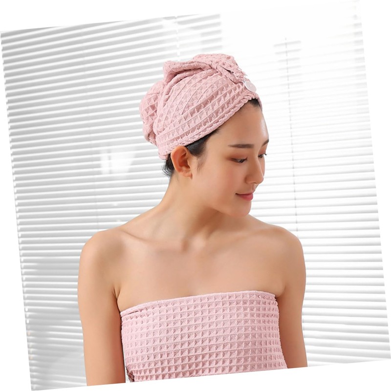 Baluue 1pc Ultra Absorbent Waffle Hair Towel Fast Drying Hair