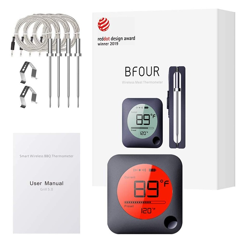 BFOUR Bluetooth Meat Thermometer for Grilling, Wireless BBQ Thermometer with