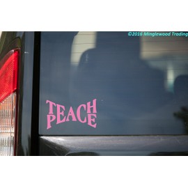 Minglewood Trading Teach Peace 5" x 3" Vinyl Decal Sticker - Love Happiness Gandhi - - Silver