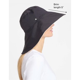 Solbari Ultra Wide Brim Sun Hat UPF50+ Packable UV Sun Protection Hats with Full Coverage Brim, Black/Beige, Small-Medium