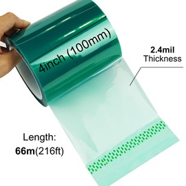 CHUANGSEED Heat Resistance Tape 4'' x 66m（216FT） for Resin Molds, Powder Coating, Circuit Borads, Adhesive Residue-Free High Temp Masking Tape Epoxy Release