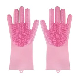 HUAYINGMEI Dishwashing Gloves Kitchen Dishwashing Gloves Magic Gloves Dishwashing Brush (Pink)