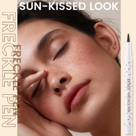 2PCS Freckle Pen,Face Fake Freckles Stamp Tool for Natural Sunkissed Beauty Makeup,Quick Dry and Long Lasting Freckle Pen,Fake Mole Pencil,Dark Brown