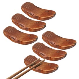 uxcell 6pcs Wood Chopstick Rest, Fish Shape Chopstick Stand Holder Knife Rest for Countertop Holding Chopstick Spoon Forks Knife Tabletop Decoration, Brown