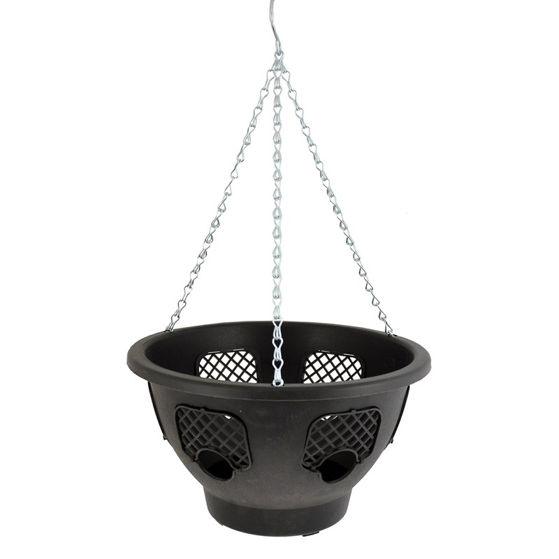 Green Jem 12-Inch Plastic Hanging Basket - Black