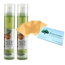 NEWTOKI (2pcs) ALOE Vera Moisture Real Soothng Gel Mist 125ml MADE IN KOREA with Oil blotting Papers