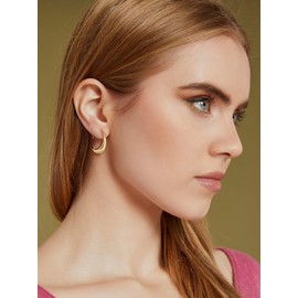 LILIE&WHITE Gold Oval Hoop Earrings for Women Hypoallergenic Earrings Fashion Earrings Present Earrings Chunky Hoop Earrings