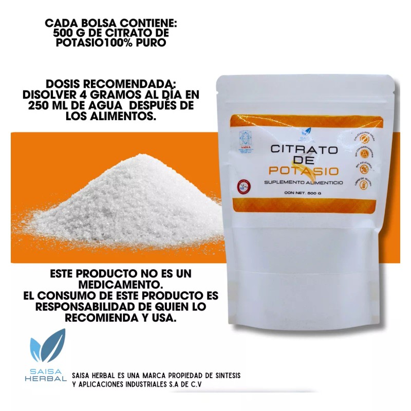 Saisa Herbal Citrato De Potasio En Polvo Bolsa Con 500