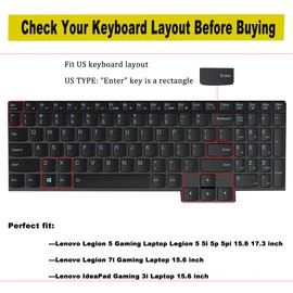 Keyboard Cover for Lenovo Legion Pro 7 7i 16", Legion 5 5i Pro, Legion 5 5i 5p 5pi 7i 15.6" 17.3" Gaming Laptop, Legion Slim 7 7i 15.6, IdeaPad 3 3i 15.6 Gaming, LOQ 15.6" 16" Keyboard Skin-Black