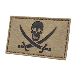 Jolly Roger Calico Jack Pirate IR Tactical Infrared Laser-Cut Patch Compatible with Velcro Patches for Backpacks, Bags and Hats, Dog Patches (Coyote Brown)