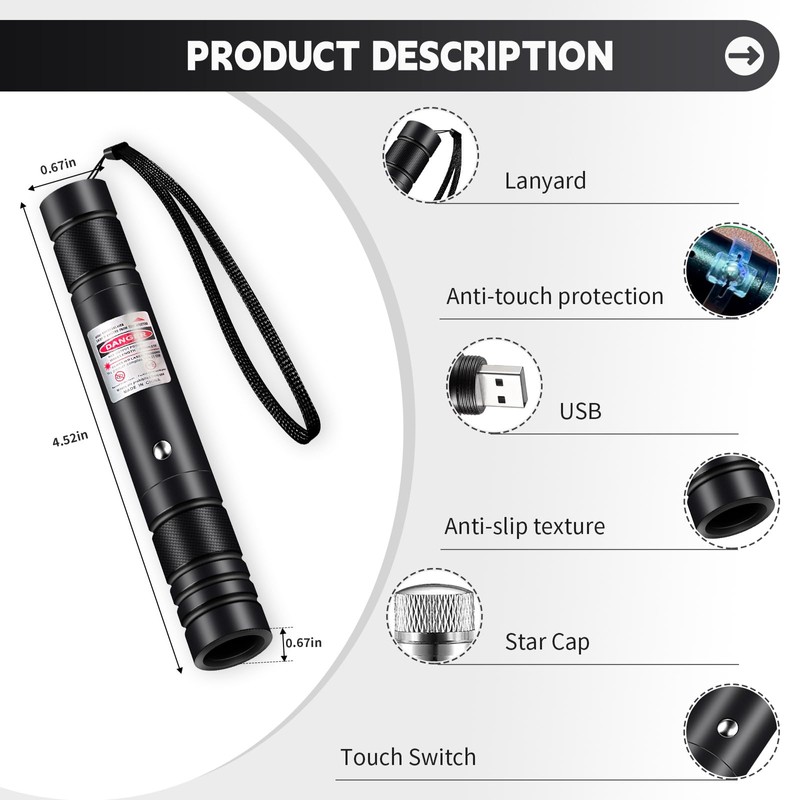 Laser Pointer High Power, Purple Laser Pointer Indicator Light, Long