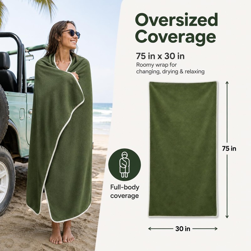 Magnetic Towel 75"x30" - Quick-Dry Microfiber Beach and Pool Towel