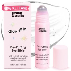 grace & stella Under Eye Brightener Roller - Airplane Travel Essentials - Travel Size Toiletries - Retinol & Caffeine Eye Serum for Puffiness, Dark Circles, Wrinkles - Vegan Skincare (15ml / 0.51floz)