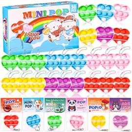 Valentines Day Gifts for Kids - Prefilled 30 Valentines Cards with Mini Pop Fidget Toys Bulk- Valentine Exchange Gift for Classroom,School Party Favors for Kids,Valentine's Day Prize Toys