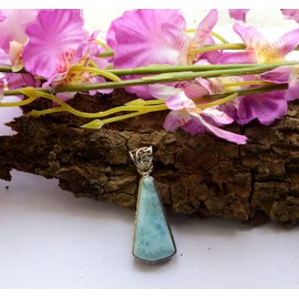 925 Sterling Silver Larimar Pendant Necklace – Caribbean Blue Gemstone Beach, Elegant Jewelry Gift for Women