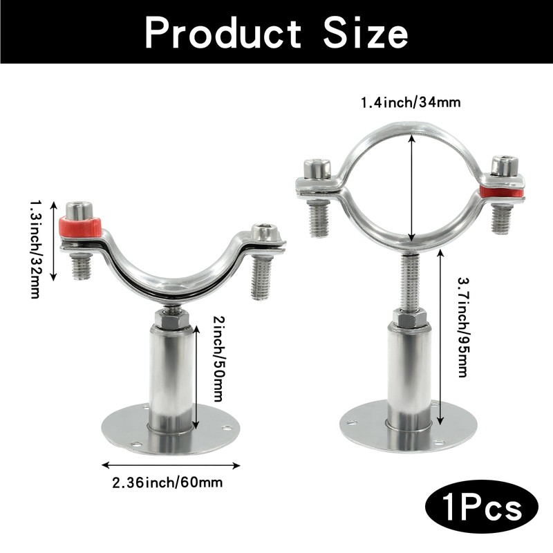 1 Pcs 1inch Adjustable Ceiling Pipe Support Stainless Steel Pipe