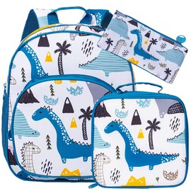 CCJPX 3PCS Toddler Backpack for Boys, 12.5" Dinosaur Book Bag and Lunch Box Set