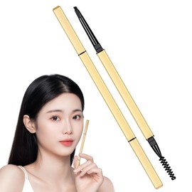 Lapiz de Cejas, Delineador de Cejas Cosmético, Lápiz para Cejas de Maquillaje de Doble Cabeza Duradero sin Manchas para Cejas Definidas con Precisión (Negro)