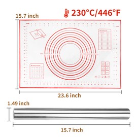 SHIKORI Metal Rolling Pin, Professional French Dough Roller, 15.75 inch Stainless Steel Rolling Pin for Baking Fondant, Pizza, Pie, Pastry, Pasta, Dough, Cookies