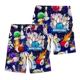 Retro Bowling Shorts for Men Pajama Shorts Mens Shorts Casual Men's Swim Trunks Vintage Hawaiian Shorts for Men 3