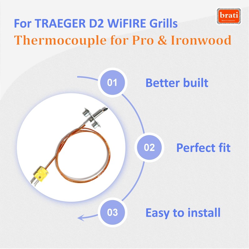 Thermocouple Probe Kit Compatible with Traeger Ironwood 650/885 and Pro