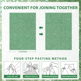 wishFIRE Green Glitter Peel and Stick Wallpaper 17.3" x 120" Sparkly Contact Paper Gift Wrapping Paper Removable Self-Adhesive Wallpaper DIY Decorative for Bedroom Living Room