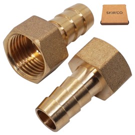 SKIR'CO 2 pieces female thread barb brass fitting 1/2 inch x 14 mm, hose barb adapter, hose tail connection, BSP thread