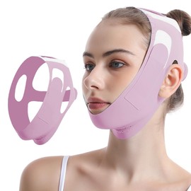 V Gesichtsmasken, Collagen night wrapping mask, V-Line Lifting Kinnriemen, V Line Lifting Maske, Wiederverwendbare V Line Mask Facial Slimming Strap, für Doppelkinn und schlaffe Gesichtshaut, lila