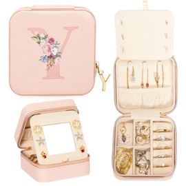 Enthralite Travel Jewelry Box for Girls: Traveling Jewelry Case Gift for Women - Mini Organizer for Necklaces Earrings Pink Y