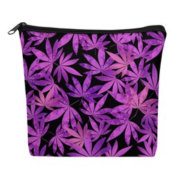 PLANTLIX Purple Weed Cosmetic Bag Makeup Bag Travel Zipper Pouch Gifts for Women Girls Sister Bestie Daughter Nurse Graduation Birthday Christmas Mothers Day