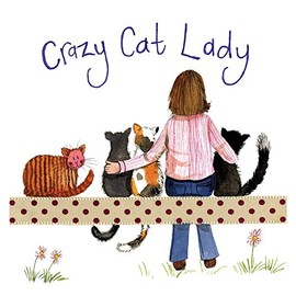ALEX CLARK Crazy Cat Lady Coaster (single) - Cat Lover - Makes A Great Gift - Watercolour Design - Cork Back
