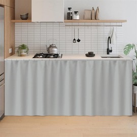 SK Studio Short Curtains for Kitchen, Privacy Cabinet Curtain Dust-Proof Window Shades Doorway Curtain for Closet Storage Room Grey, 51.1" W x 27.6" H