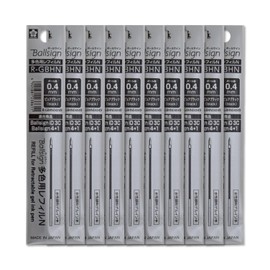 Sakura Crepas R-GBHN04#49 (10) Ballpoint Pen Refill, For Multicolor Ball Sign iD3C Ball Sign 4+1, 0.02 inches (0.4 mm), Pure Black, 10