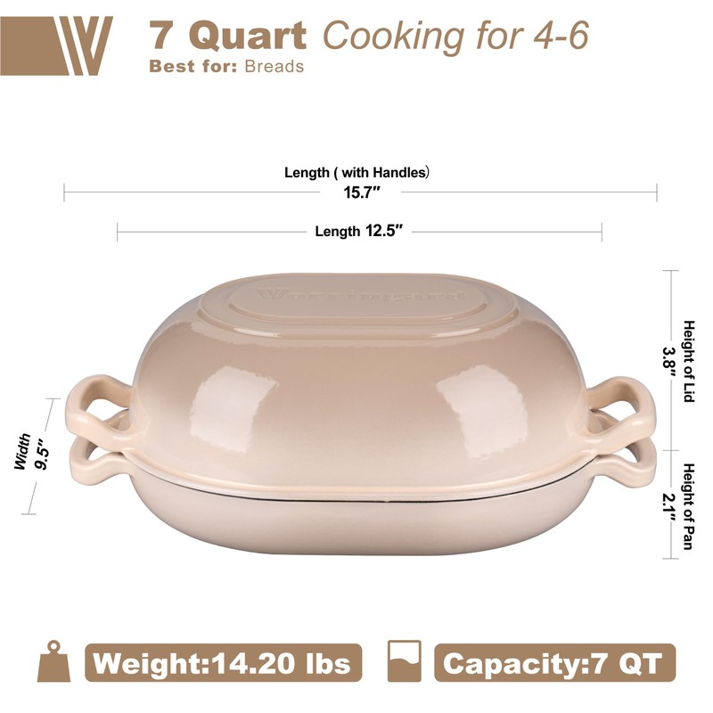 VORRINGARD Enameled Cast Iron Sourdough Bread Oven, Dutch Oven, Loaf