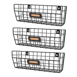 Wall Mount Kitchen Storage Pantry Organizer Fruit Basket Varying Sizes Set of 3 Black