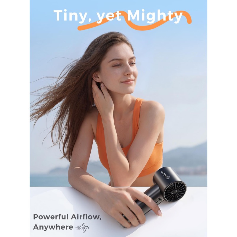 Handheld Portable Fan, 6-Speed Rechargeable Powerful Mini Fan