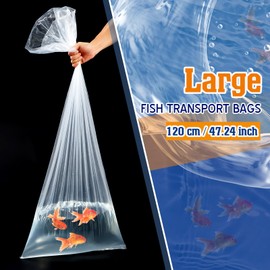 Cosblank 8 Pcs Clear Plastic Fish Bags for Live Koi Fish Large 20" x 48" Fish Shipping Bags Heavy Duty 4 Mil Fish Transport Container Fish Leak Proof Bags for Storing and Transporting
