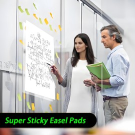 GACEMIU Sticky Easel Pad,30 Sheets/Pad, Super Sticky Flip Chart Paper-10 pads,25 in x 30 in