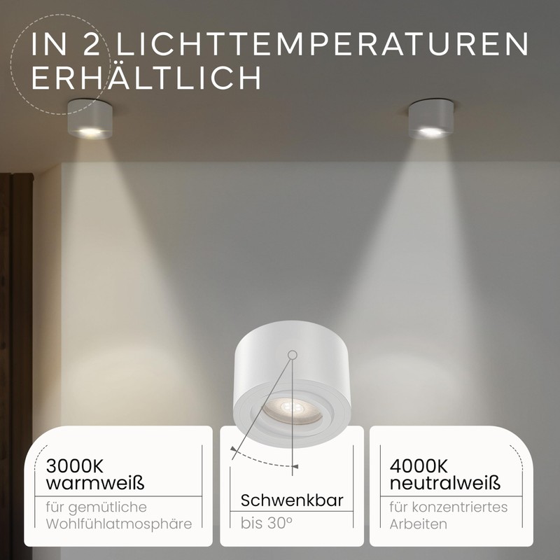 MATO 1 x LED Surface-Mounted Spotlight, White, Extra Flat and