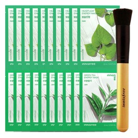 Innisfree Energy Mask Houttuynia cordata 10 sheets + Energy Mask Green Tea 10 sheets + Beauty Tool Master Foundation Brush / 이니스프리 에너지 마스크 어성초 10매+에너지 마스크 그린티 10매+뷰티툴 마스터 파운데이션 브러시
